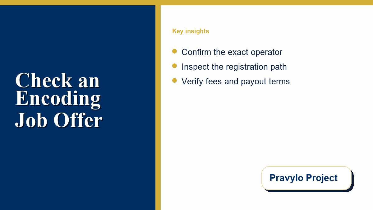 Verification checklist for a Chrome Encoding job offer before registration
